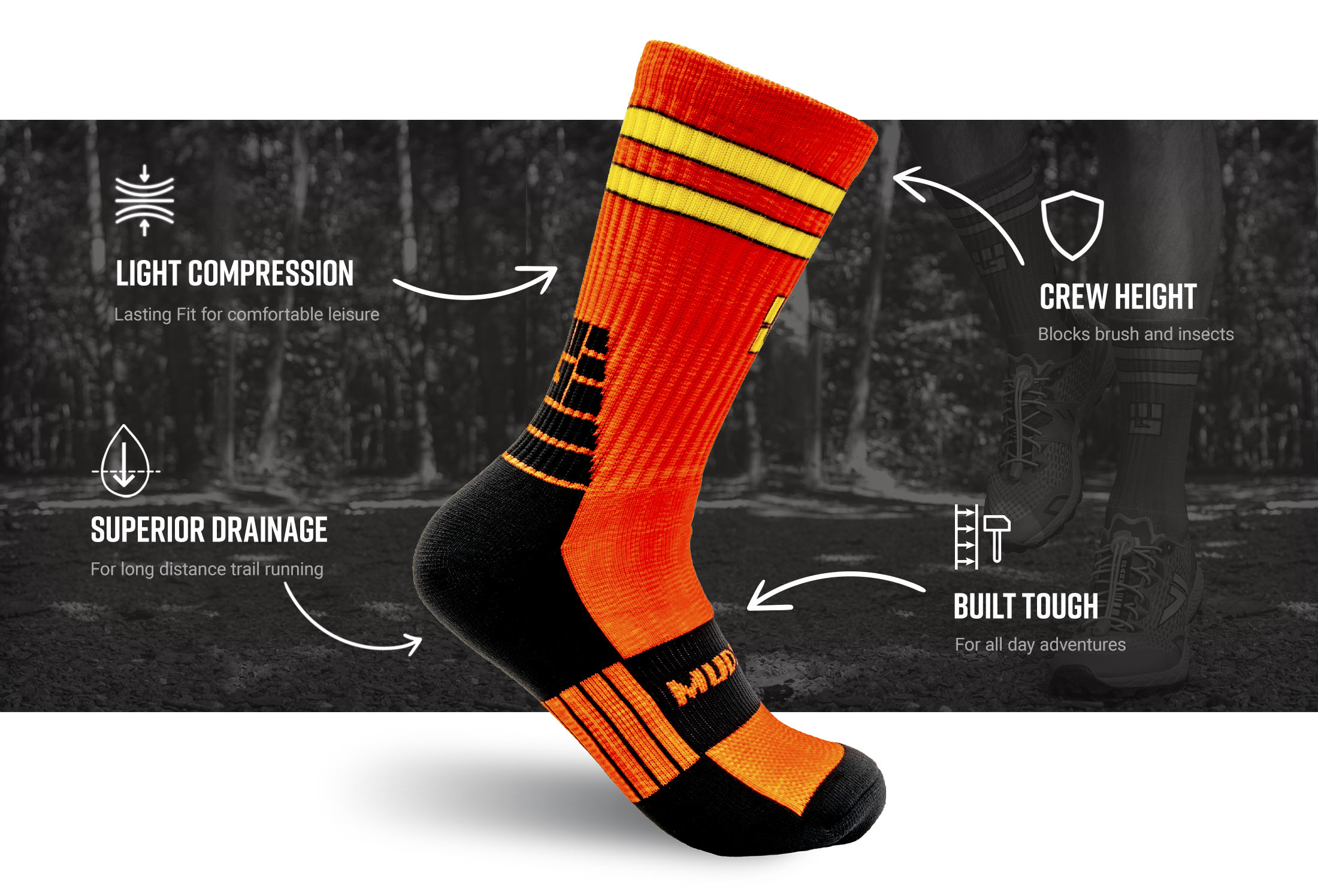 Infographic of MudGear Custom VJ SPARK Sock (1 Pair)