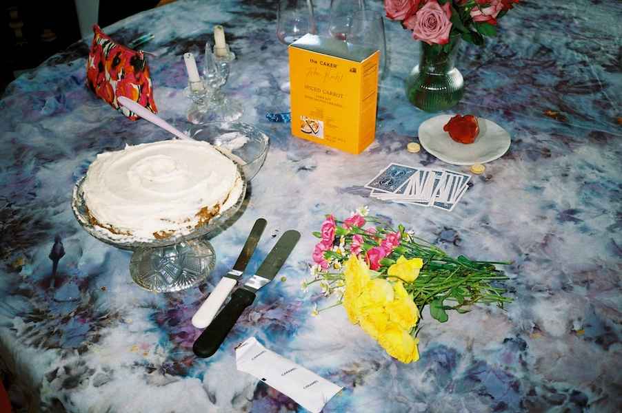 Spiced Carrot Cake Kit with Salted CaramelEditorial Image of person making cake
