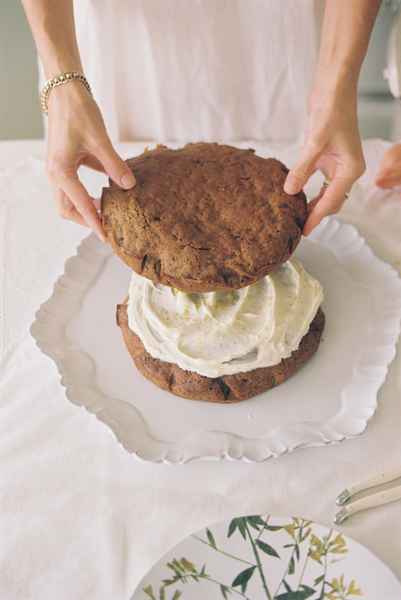 Spiced Carrot Cake Kit with Salted CaramelEditorial Image of person making cake
