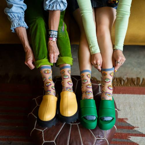 Evil Eye Fuzzy Crew Socks - For The Love of Shoes NY