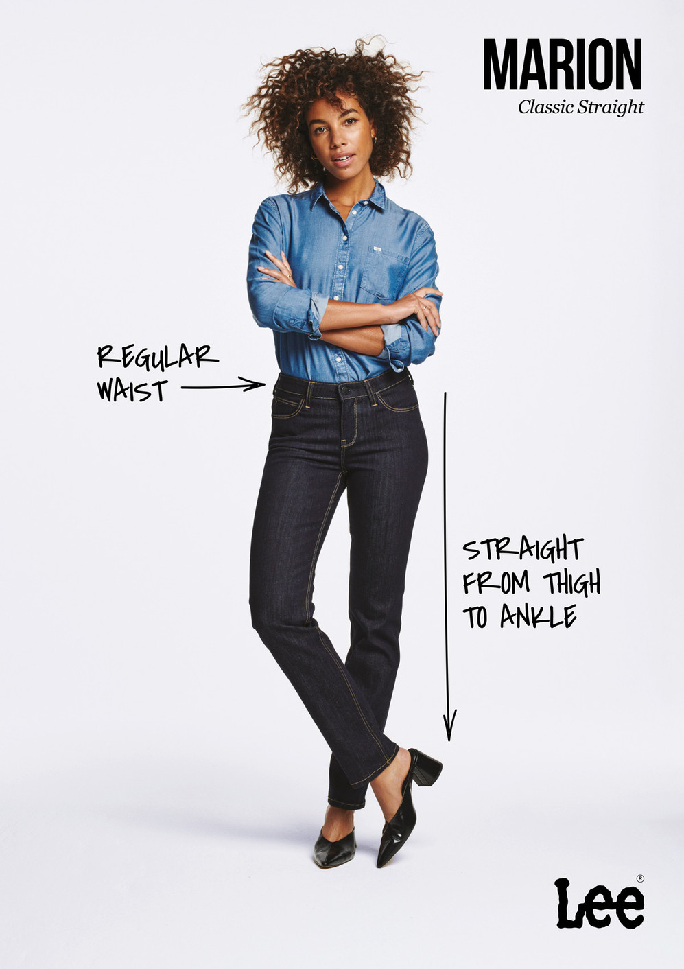 form lastbil negativ Lee Marion Straight Womens Jeans - Black Rinse