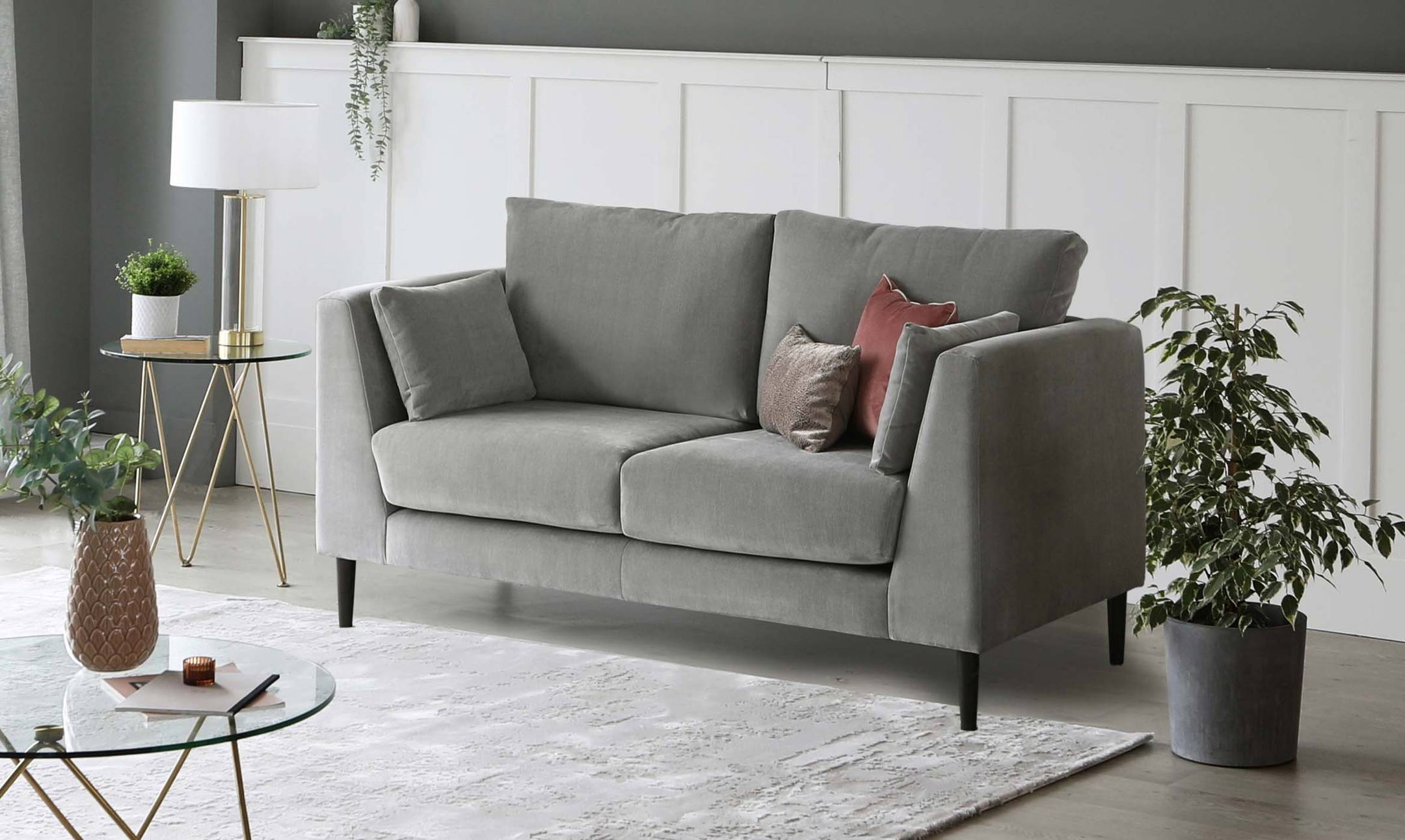 Elsie ll 2 Seater Light Grey Fabric Sofa by Danetti