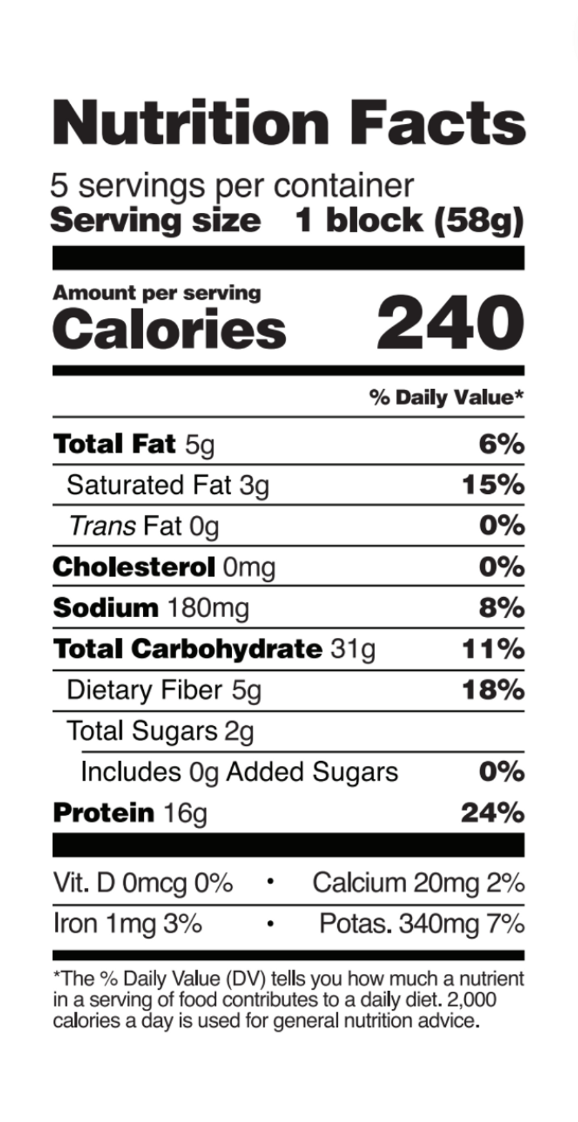 Only Charcoal NOODS Nutrional Facts