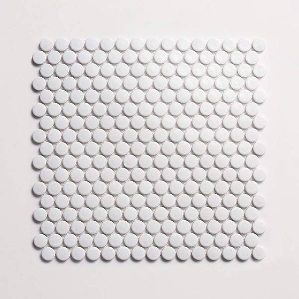 porcelain | white gloss | penny rounds mosaic sheet 
