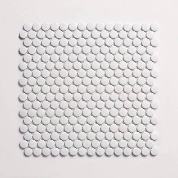 porcelain | white matte | penny rounds mosaic sheet 