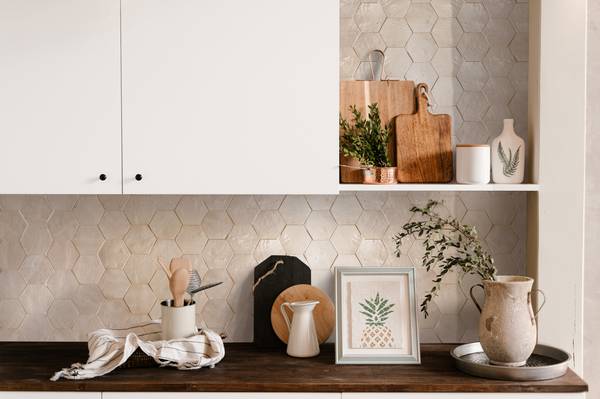 zellige tile | neutral glaze | parched vellum hexagon | clé – clé tile