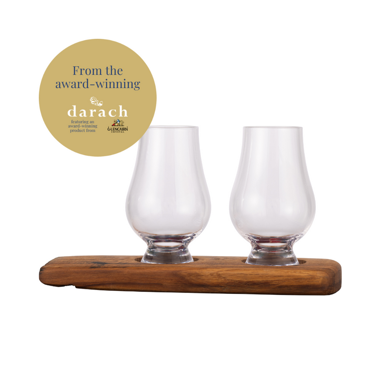 Whisky Barrel Baxters 150th Anniversary Tartan Whisky Glasses Stand with 2 x Glencairn Award-Winning Crystal Whisky Glasses