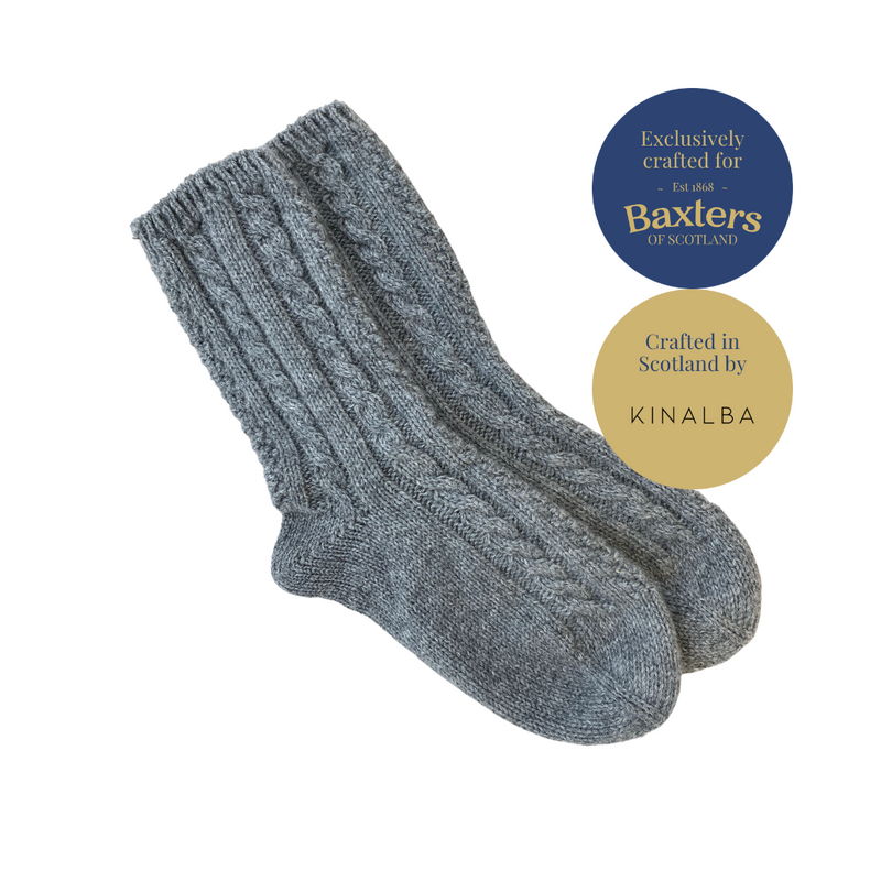Cashmere Cable Knit Soft Grey Bed Socks