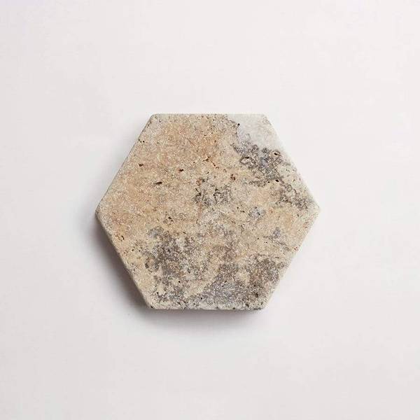 clé lapidary: pantry pavers | hex | tumbled | pumice | sample 