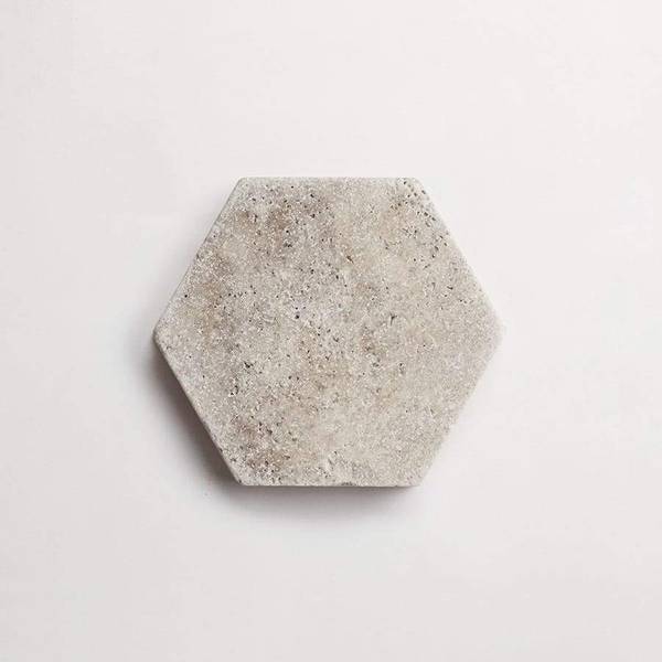 clé lapidary: pantry pavers | hex | tumbled | shale | sample 