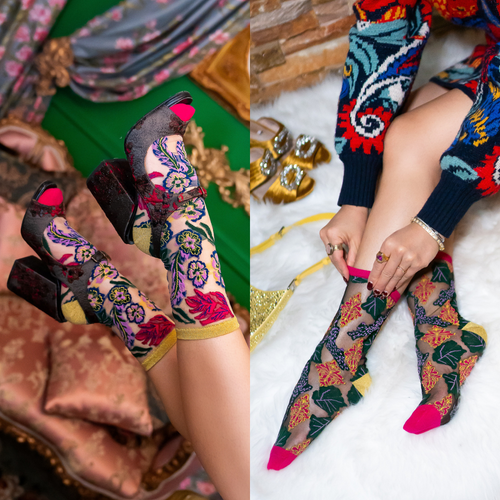 Holiday Floral Sheer Socks Bundle - Fancy Socks for Women – Sock Candy