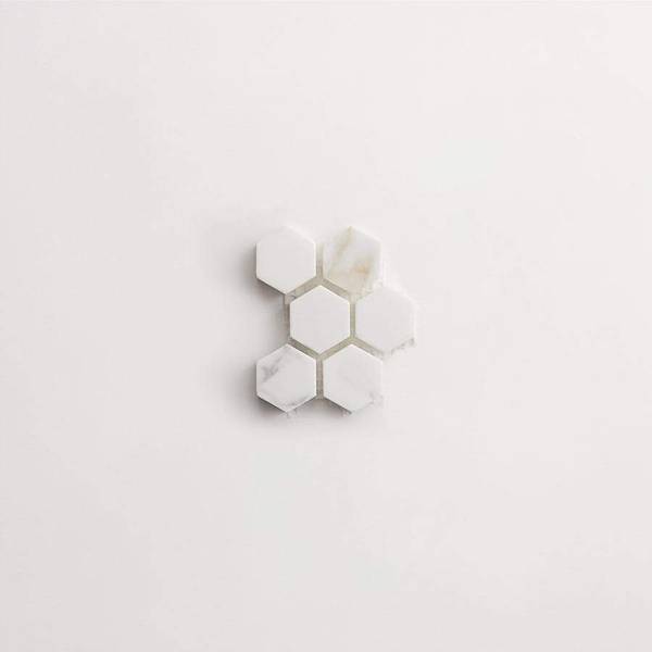 clé lapidary: legacy | hex mosaic sheet | honed | calacatta gold | sample 