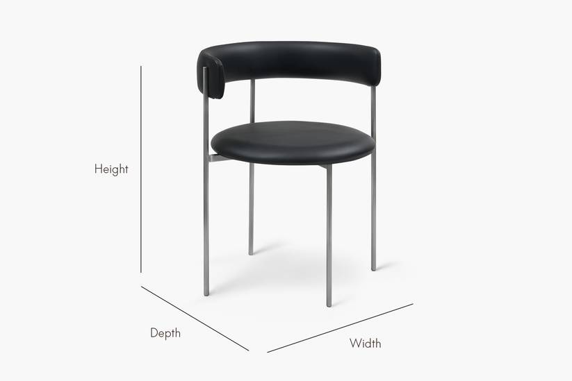 Midnight Black Bellino Dining Chair Stainless Steel Legs