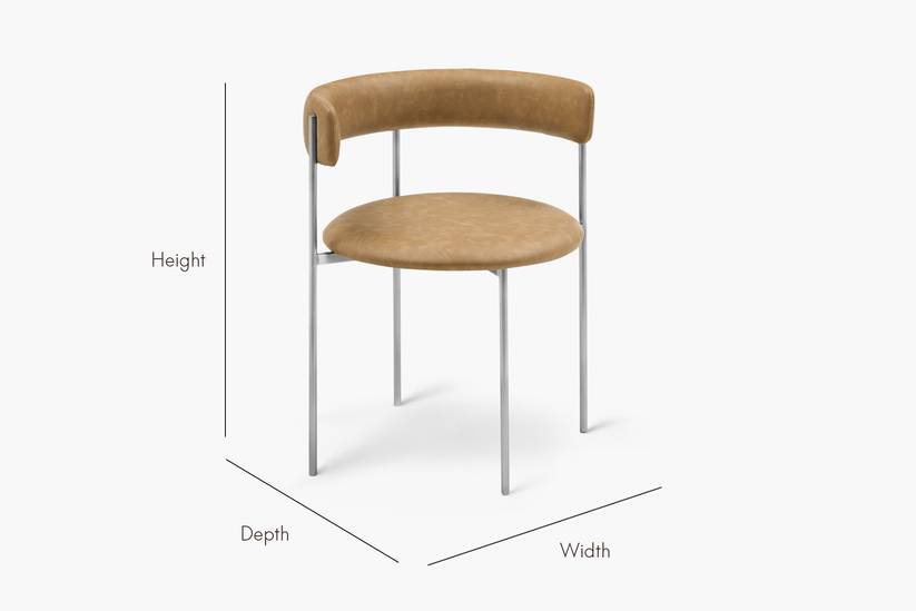 Tan Bellino Dining Chair Stainless Steel Legs