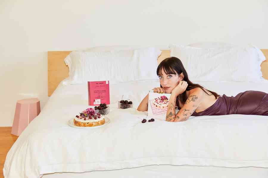 Cherry Coconut Dark Chocolate Cake KitEditorial Image  of person making cake