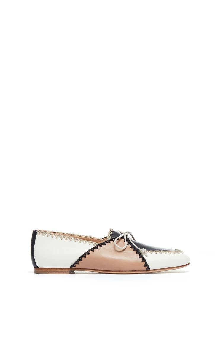 Hawett Flat Shoe in Camel Multi Nappa Leather