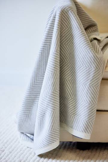 Harborview Herringbone Light Grey Blanket