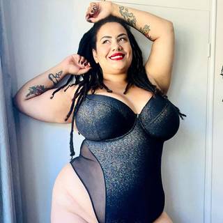 Curvy Kate All Night Plunge Body Black Multi as worn by @amaliaanarchy