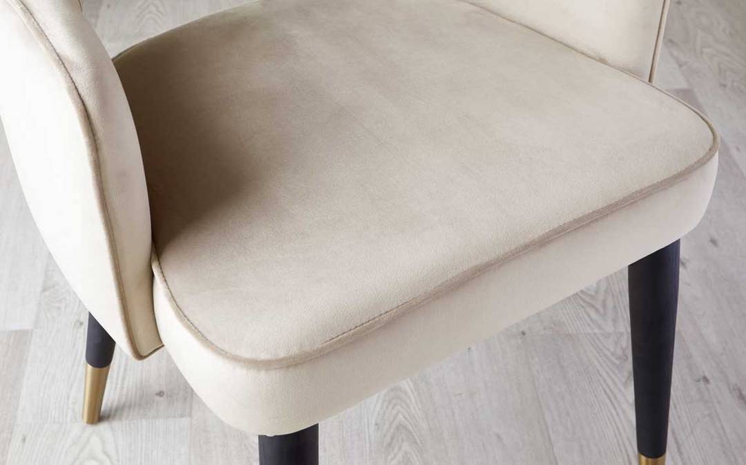 Clover Champagne Velvet Dining Armchair by
