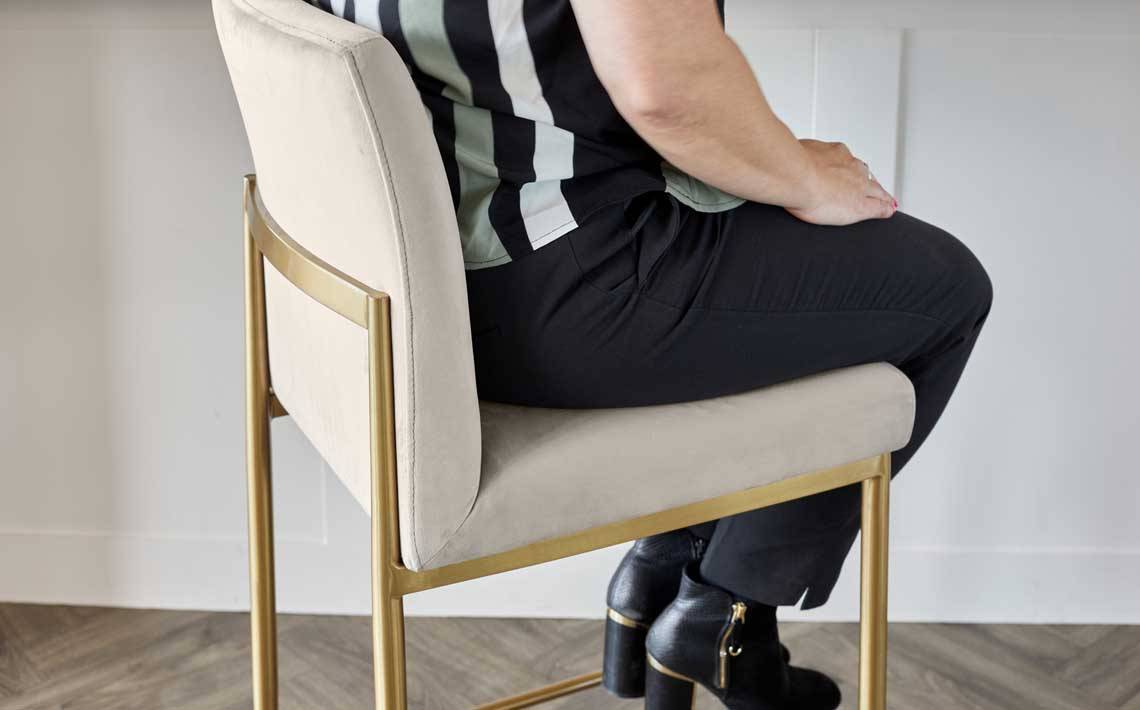 Keira Brass and Champagne Velvet Bar Stools by