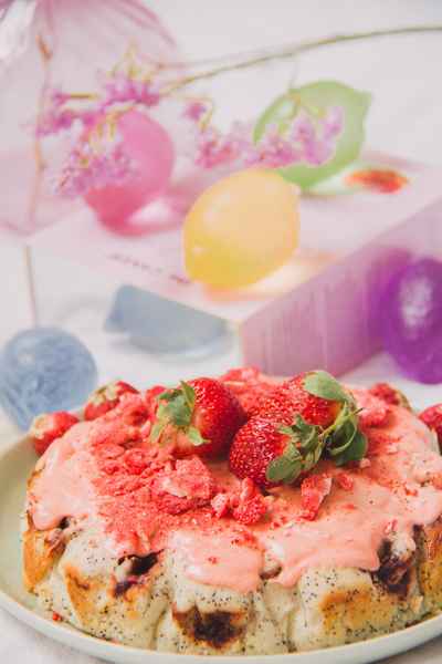 Lemon Strawberry Poppy Seed Cake KitEditorial Image of person making cake