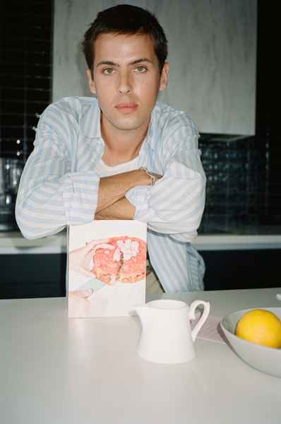 Lemon Strawberry Poppy Seed Cake KitEditorial Image of person making cake
