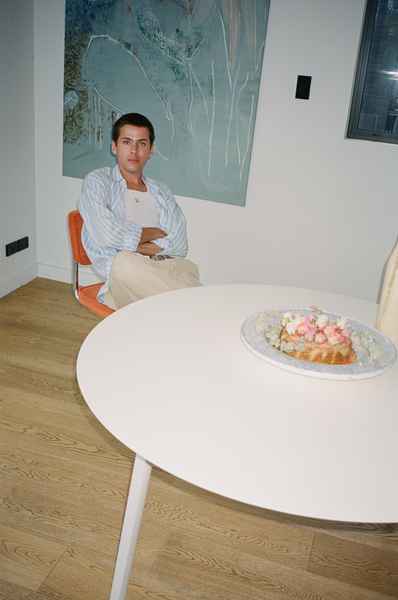 Lemon Strawberry Poppy Seed Cake KitEditorial Image of person making cake