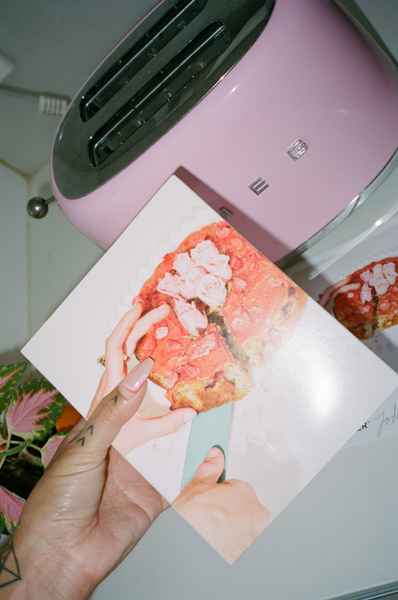 Lemon Strawberry Poppy Seed Cake KitEditorial Image of person making cake
