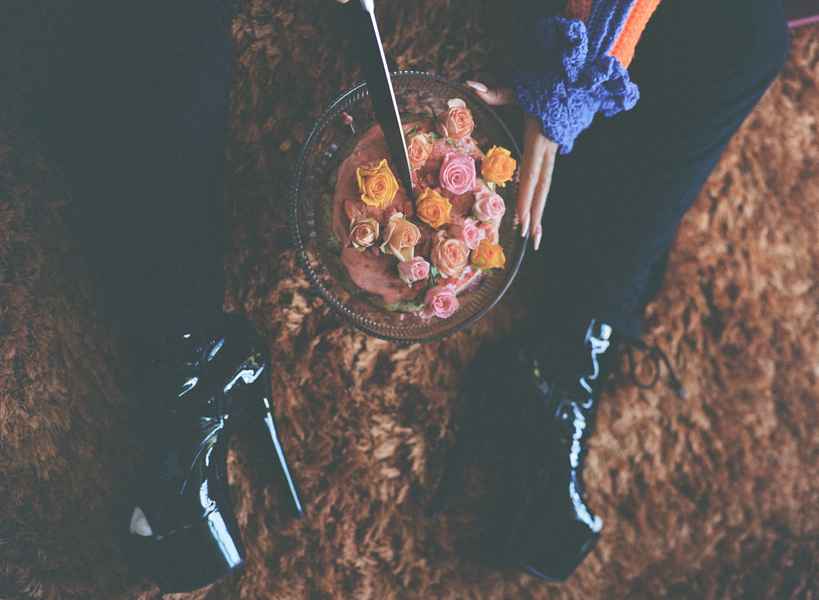 Lemon Strawberry Poppy Seed Cake KitEditorial Image of person making cake