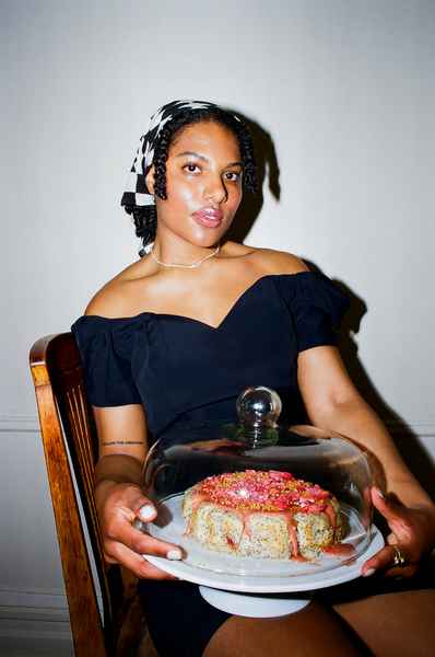 Lemon Strawberry Poppy Seed Cake KitEditorial Image of person making cake