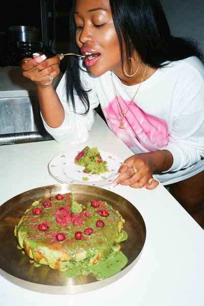 Matcha Cherry Cake KitEditorial Image of person making cake