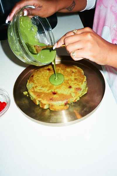 Matcha Cherry Cake KitEditorial Image of person making cake