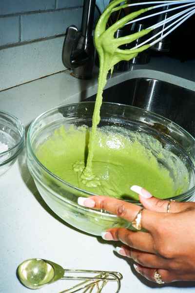 Matcha Cherry Cake KitEditorial Image of person making cake