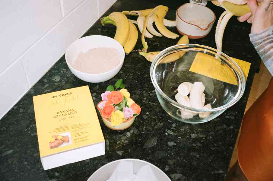 Banana Cinnamon Cake KitEditorial Image  of person making cake