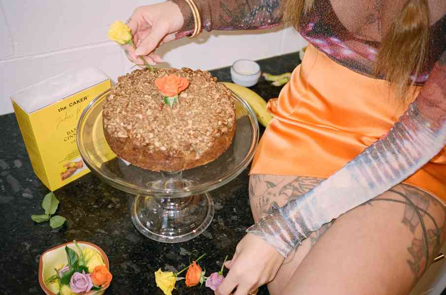 Banana Cinnamon Cake KitEditorial Image  of person making cake