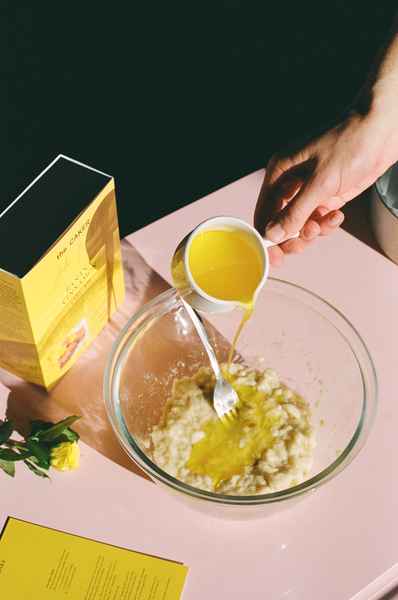 WHOLESALE Banana Cinnamon Cake Kit - (6 Unit Case)Editorial Image of person making cake