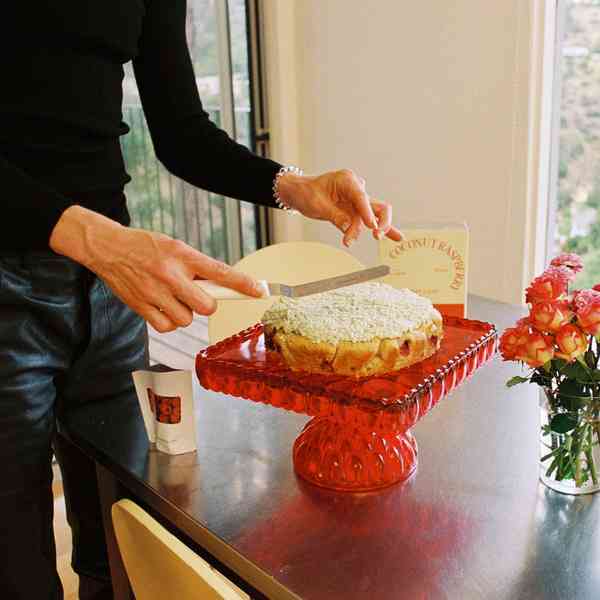 Coconut Raspberry Lime Leaf Cake KitEditorial Image  of person making cake