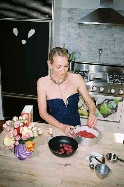 Coconut Raspberry Lime Leaf Cake KitEditorial Image  of person making cake