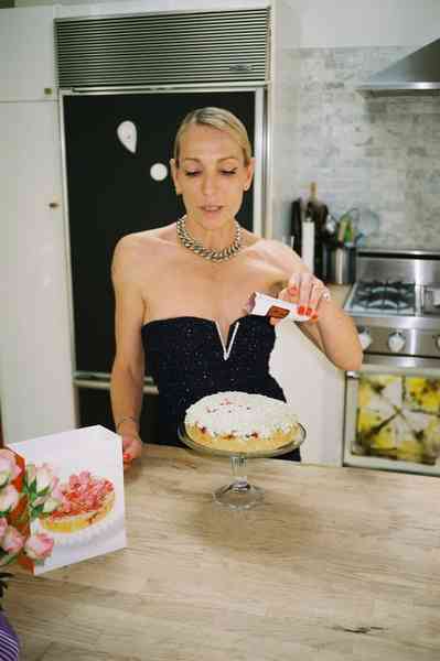 Coconut Raspberry Lime Leaf Cake KitEditorial Image  of person making cake