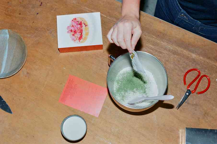 Coconut Raspberry Lime Leaf Cake KitEditorial Image  of person making cake