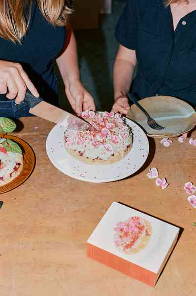 Coconut Raspberry Lime Leaf Cake KitEditorial Image  of person making cake