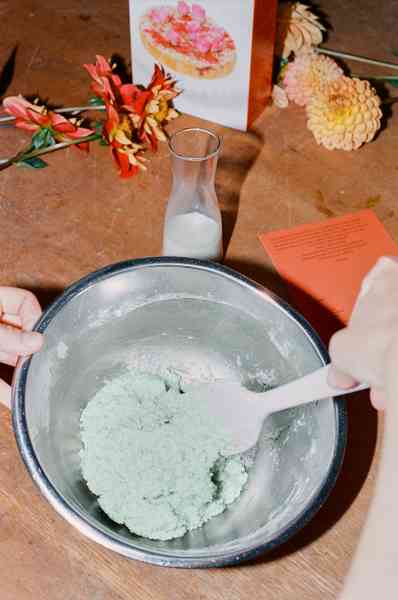 Coconut Raspberry Lime Leaf Cake KitEditorial Image  of person making cake