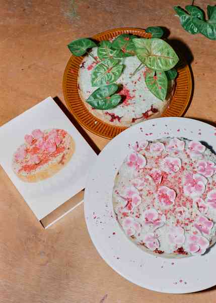 Coconut Raspberry Lime Leaf Cake KitEditorial Image  of person making cake