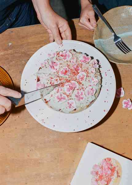 Coconut Raspberry Lime Leaf Cake KitEditorial Image  of person making cake