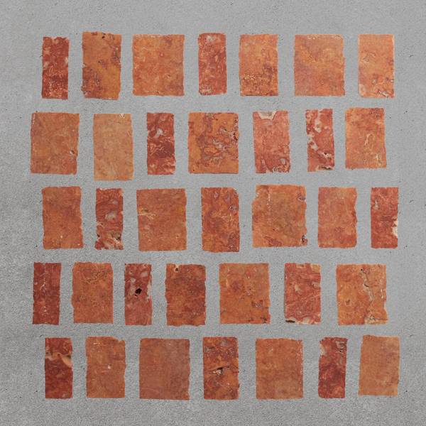 lapidary | rough cut mosaic sheet | red travertine (large joint) 