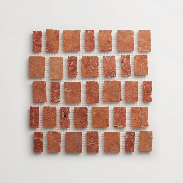 lapidary | rough cut mosaic sheet | red travertine (large joint) 