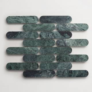 lapidary | oval petit mosaic sheet | verde marble 