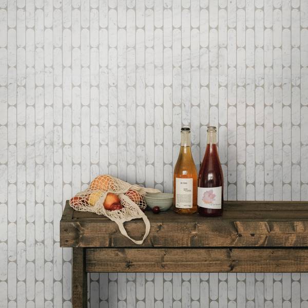lapidary | oval petit mosaic sheet | carrara 