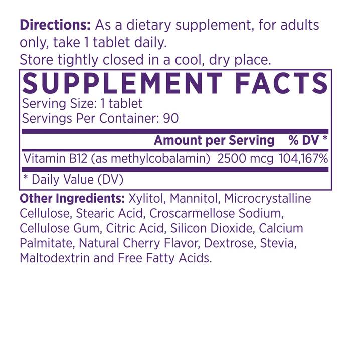 Focus & Energy B12 Supplement Facts