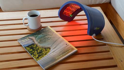 Enjoy the Celluma HOME, a portable, travel-friendly light therapy option, with a cup of coffee, to take with you on your next trip. 